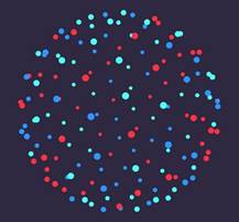 A group of circles with small dots
